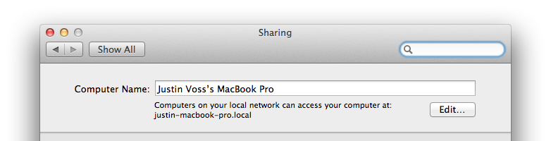 System Preferences - Sharing